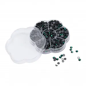 Стрази Скляні стрази 1000 шт., прикраси Hotfix, аксесуари для одягу, взуття своїми руками, темно-зелений JM201 synthetic.ua - Фото 1