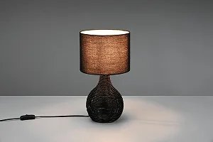 Настільна лампа Reality Leuchten Sprout R51291002 Плетена основа з ротанга Тканинний плафон Чорна synthetic.ua - Фото 1
