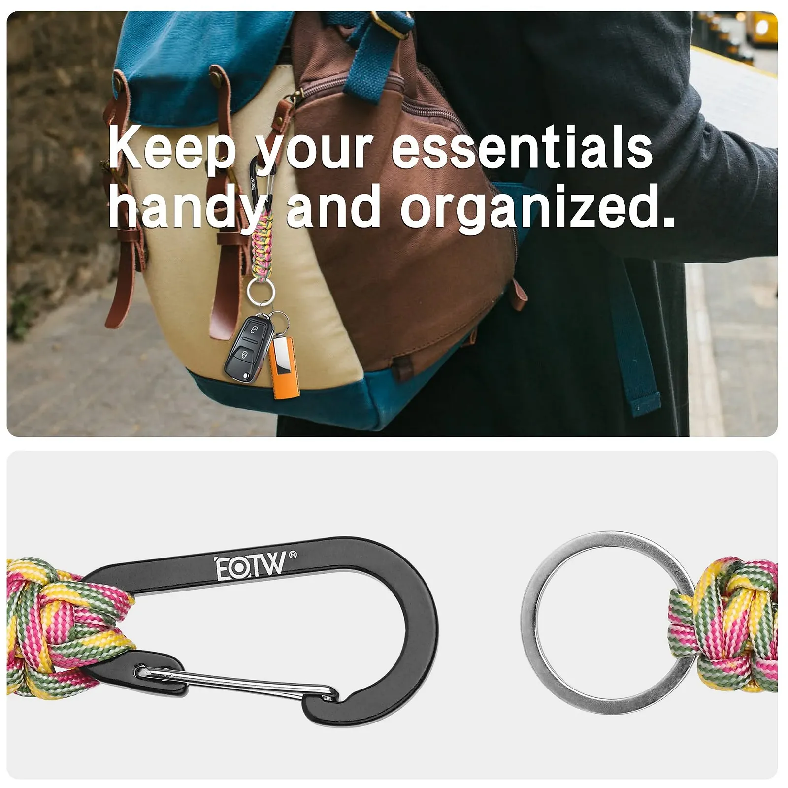 Брелок EOTW з карабіном, Mimetico Rosa Giallo, фото №4