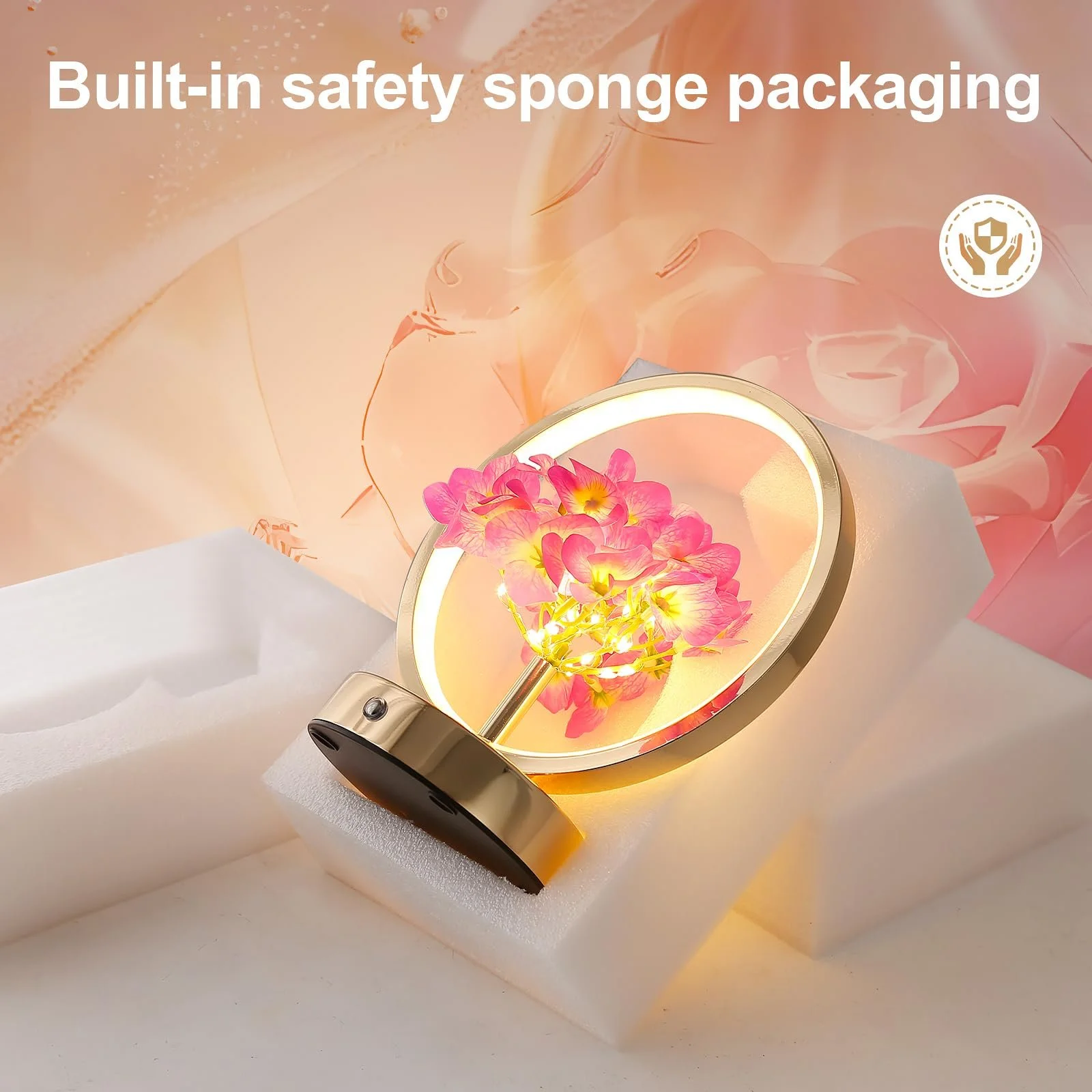 Настільна лампа Hydrangea Decoration гортензія сенсорна акумуляторна бездротова 3 режими Purple, фото №7