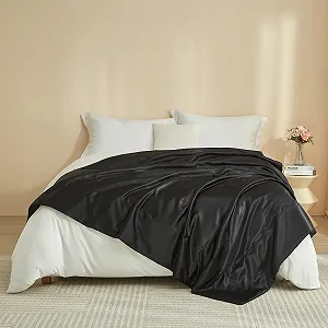 Покривало Luowei атласна 200 x 200 см Чорний synthetic.ua - Фото 1