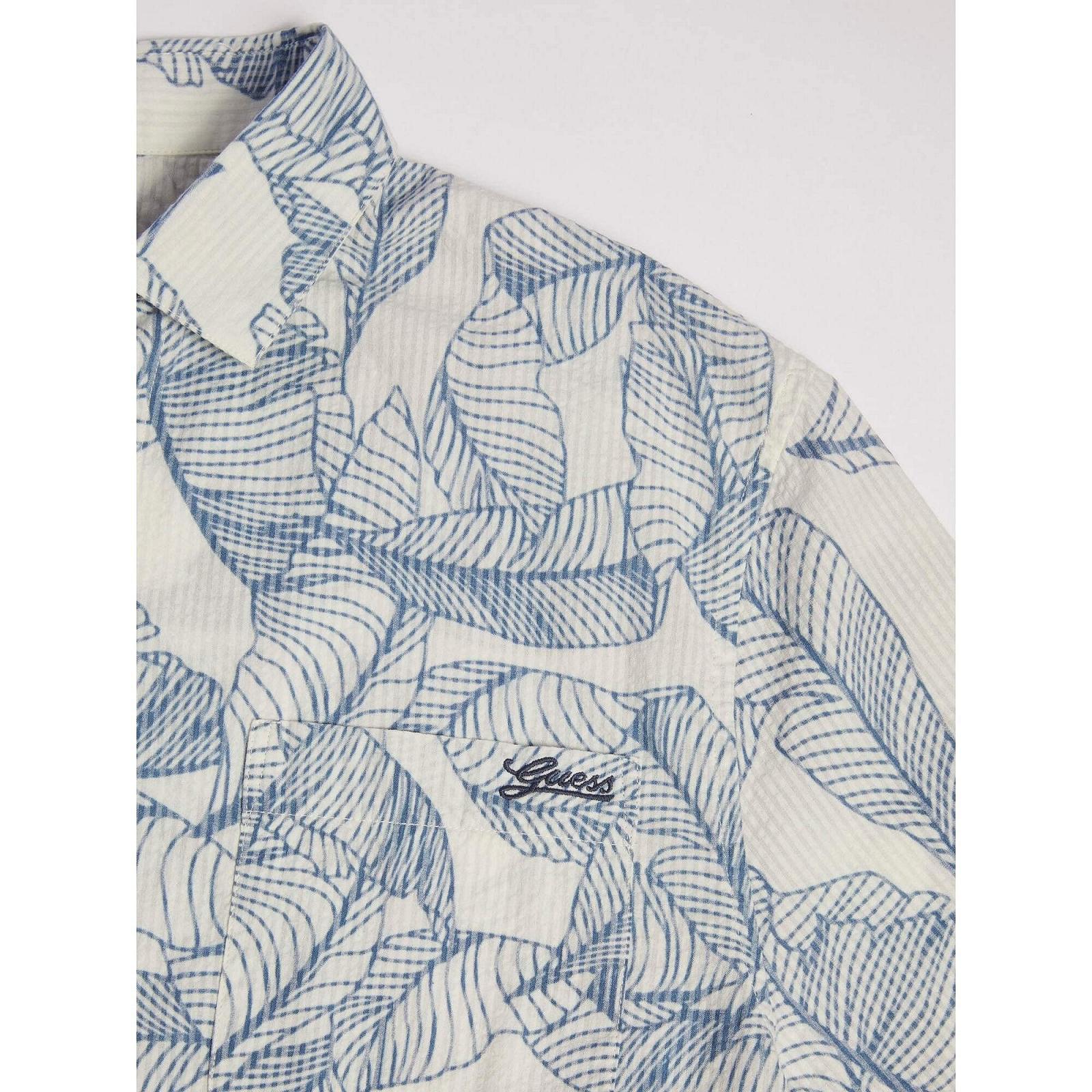 Мужская рубашка Guess - Ss Collins Stencil Shirt Белая с синим принтом - L, фото №4 Мужская рубашка Guess - Ss Collins Stencil Shirt Белая с синим принтом - L, фото №4