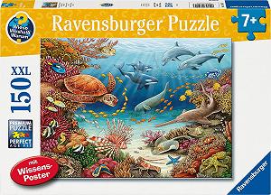 Пазл Ravensburger Wieso? Weshalb? Why? 13411 Sea Animals on Coral Reef 150 XXL деталей з постером - Фото 1