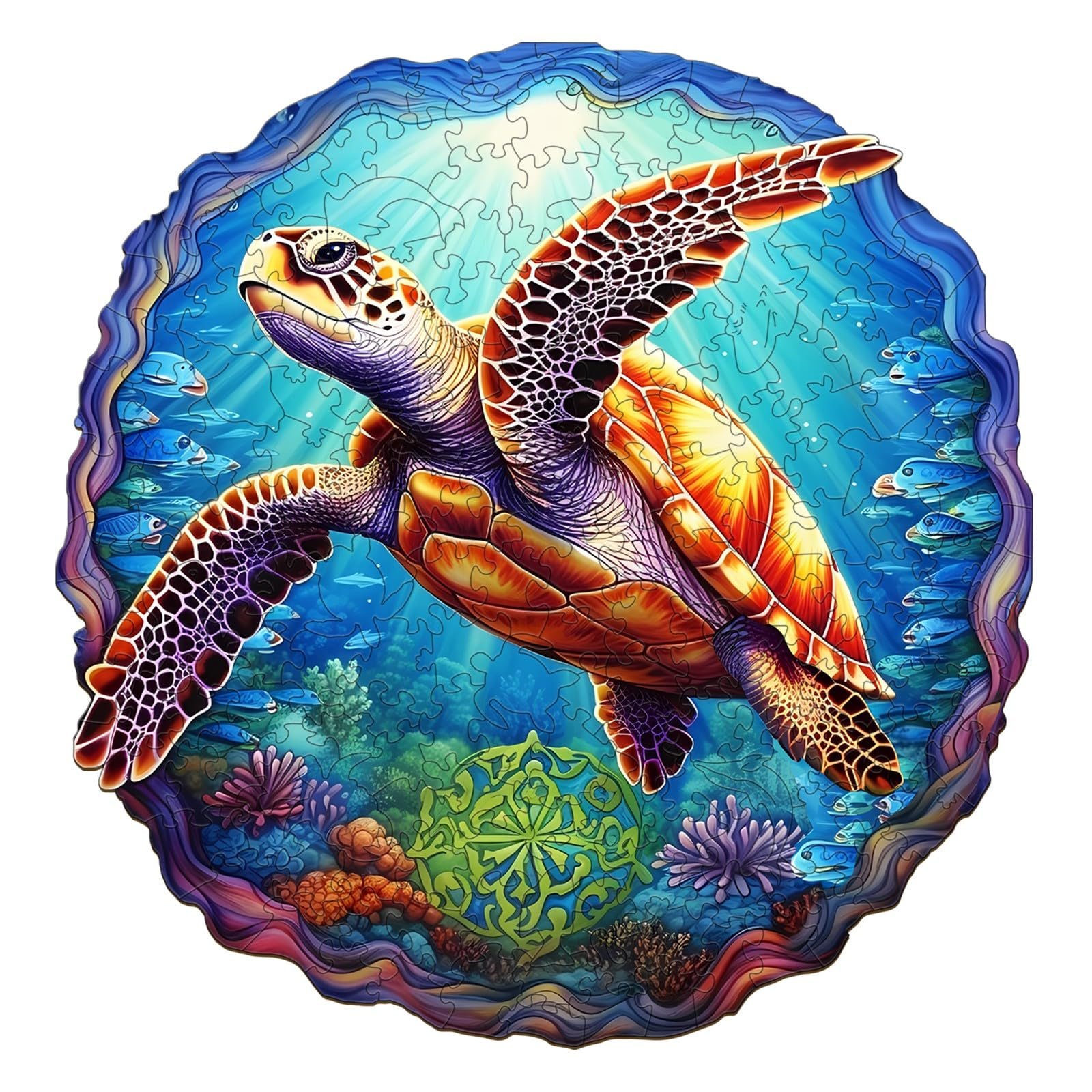 Пазл Deep Sea Turtles 300 деталей 34 x 35 см дерев'яний фігурний, фото №1