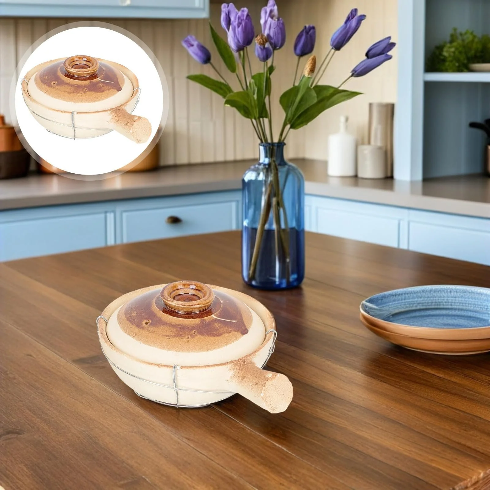 Горщик для приготування UKCOCO глиняний 0,8 л з ручкою традиційного випалу, фото №9