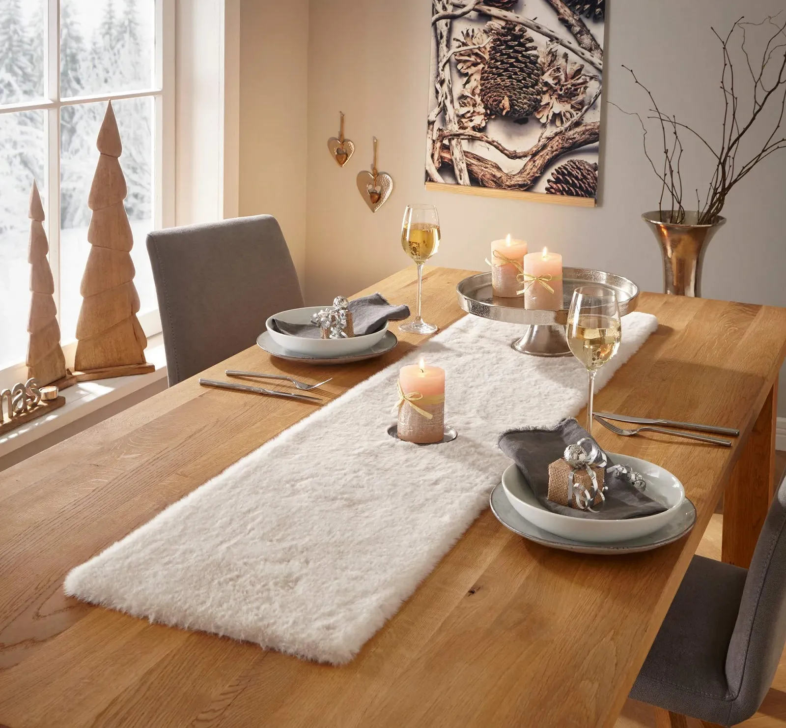 Ранер для столу Table Runner Faux Fur 33 x 140 см Beige, фото №5