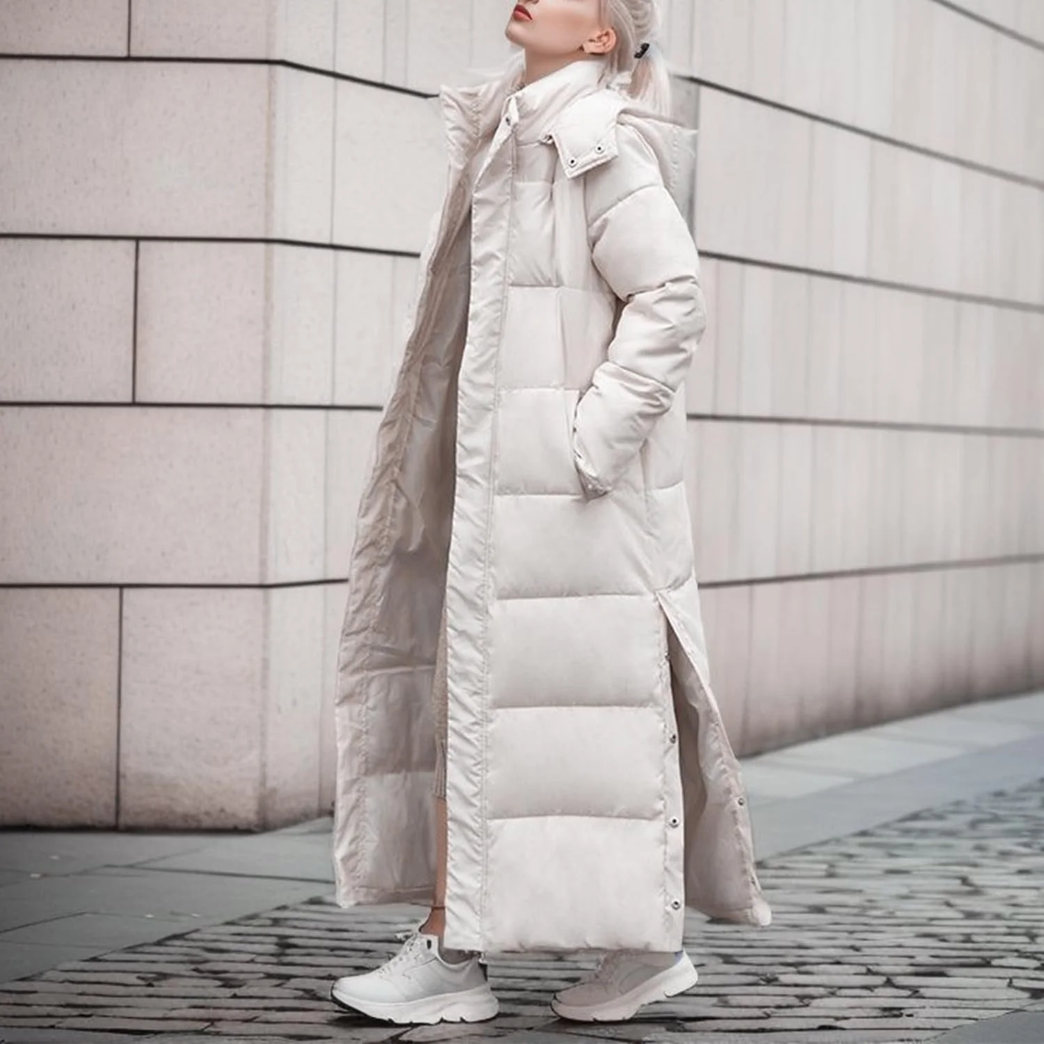 Пальто Petalum Зимове Довге стьобане З капюшоном Бавовняне, фото №4