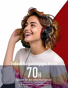 Навушники Lankey Sound Bluetooth Over-Ear 70 годин бездротові з 3 режимами еквалайзера HiFi стерео з вбудованим мікрофоном для мобільних synthetic.ua - Фото 1