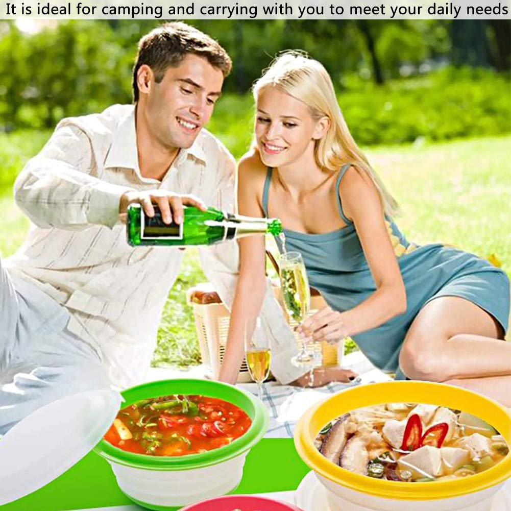 Миски складные BESLIME 3 шт. для кемпинга, походов, пикника, для дома, красный, зеленый, желтый, фото №3