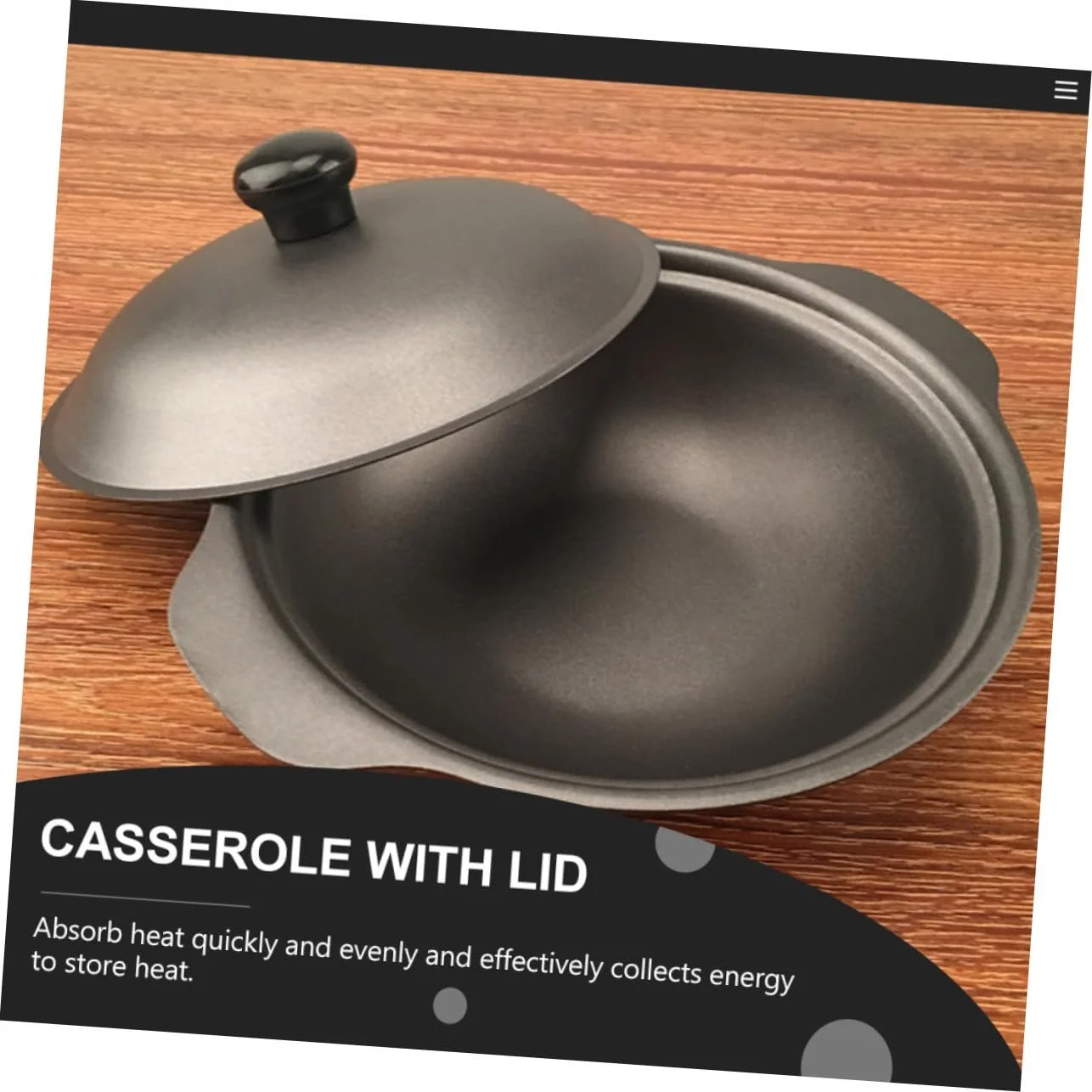 Каструля чавунна Small з кришкою для плову та тушкування Чорна, фото №9