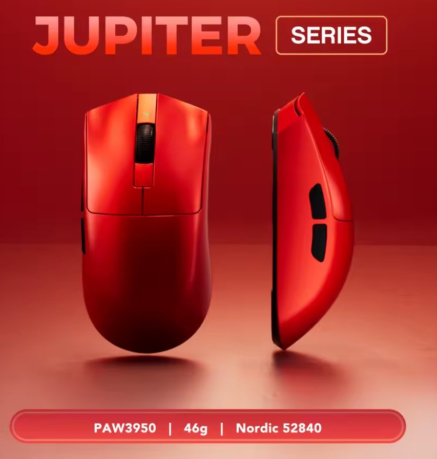 Ігрова мишка KYSONA Jupiter Ultra Red PAW3950 30000DPI 8000Гц 750IPS 50G, фото №1