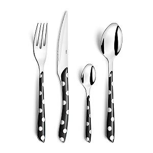 Набор столовых приборов Eclat Pois, 24 предмета, черный - Фото 1