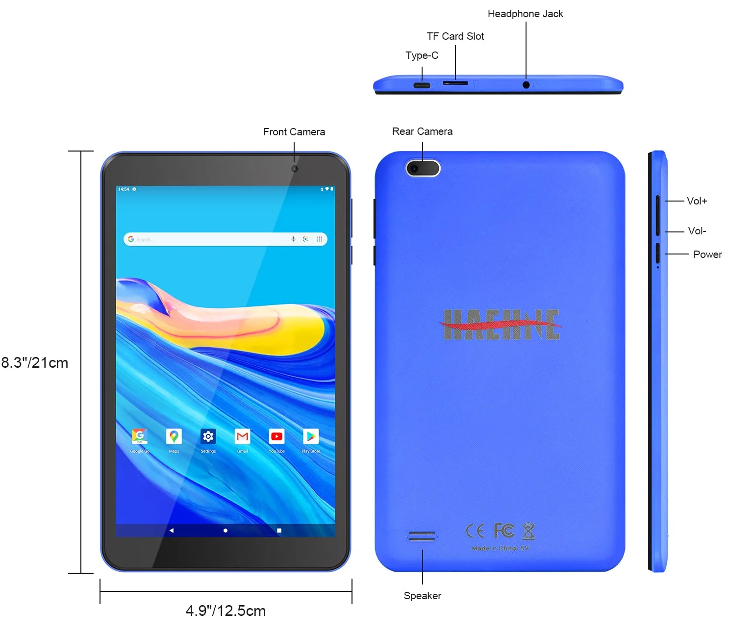 Планшет 8" Haehne 2/32Gb Android 10 Синій, фото №7