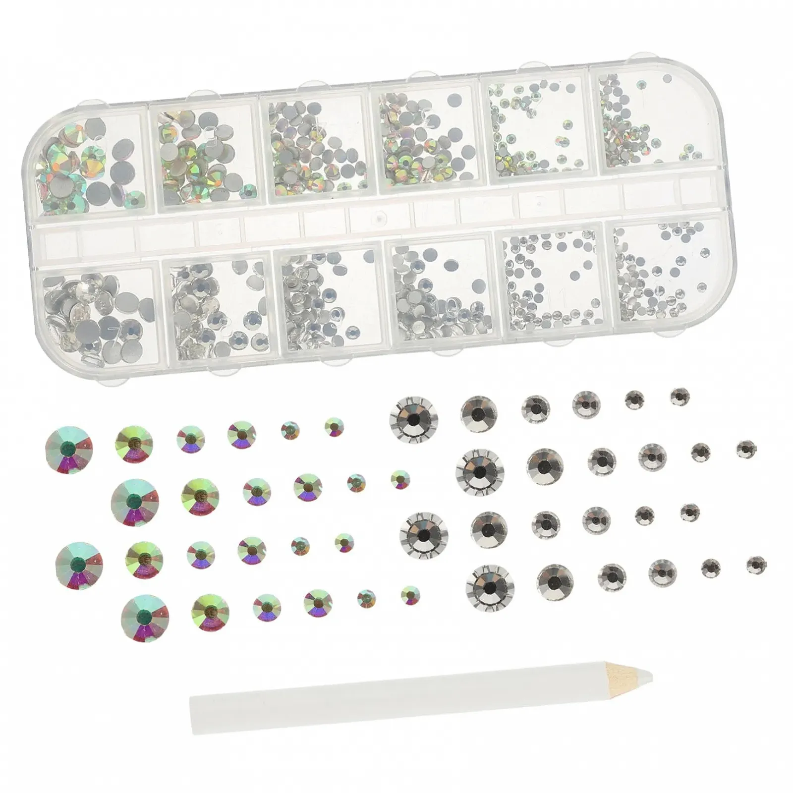Украшения для ногтей FRCOLOR 5 наборов Стразы в форме бриллиантов с клеем для лица Плоская задняя часть для ногтей, фото №5