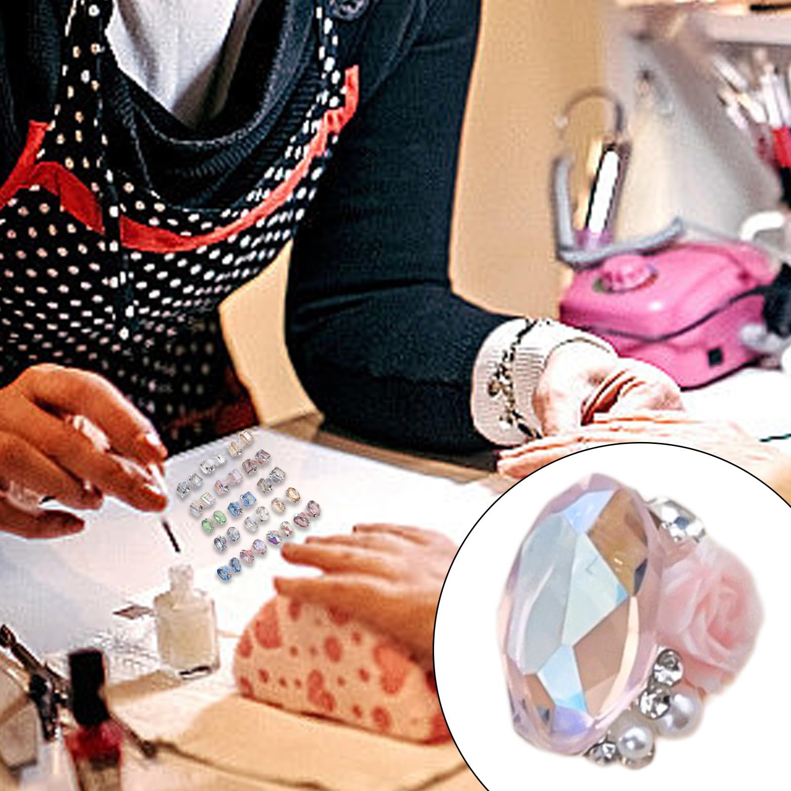 Стрази Квіткові Прямокутні Різнокольорові 4 шт, фото №2