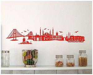 Наклейка на стіну Samunshi Istanbul Skyline 100 x 22 см світло-коричнева synthetic.ua - Фото 1