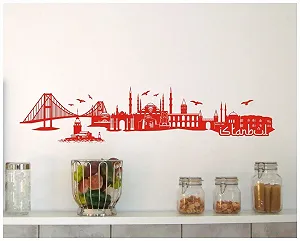 Наклейка на стіну Samunshi Istanbul Skyline 100 x 22 см світло-коричнева synthetic.ua - Фото 1
