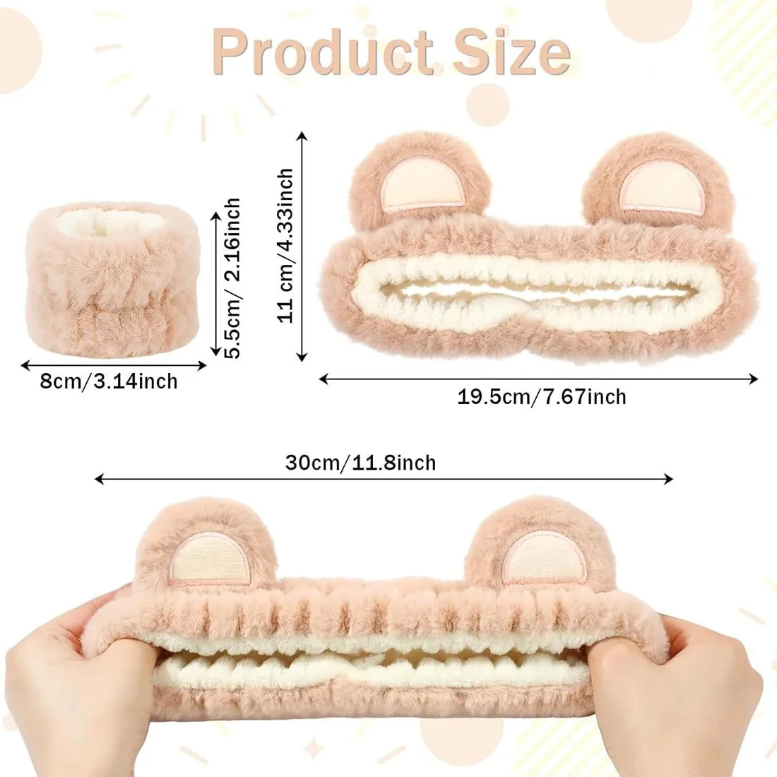 Набір: Пов'язка для обличчя для спа, напульсники, м'яка, фото №6