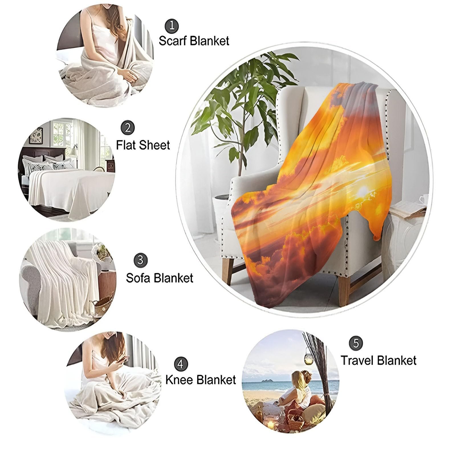 Плед фланелевый Premium, Modern Sonnenuntergang Wolken, теплый и уютный, оранжево-серый, 220 x 240 см, фото №7 Плед фланелевый Premium, Modern Sonnenuntergang Wolken, теплый и уютный, оранжево-серый, 220 x 240 см, фото №7