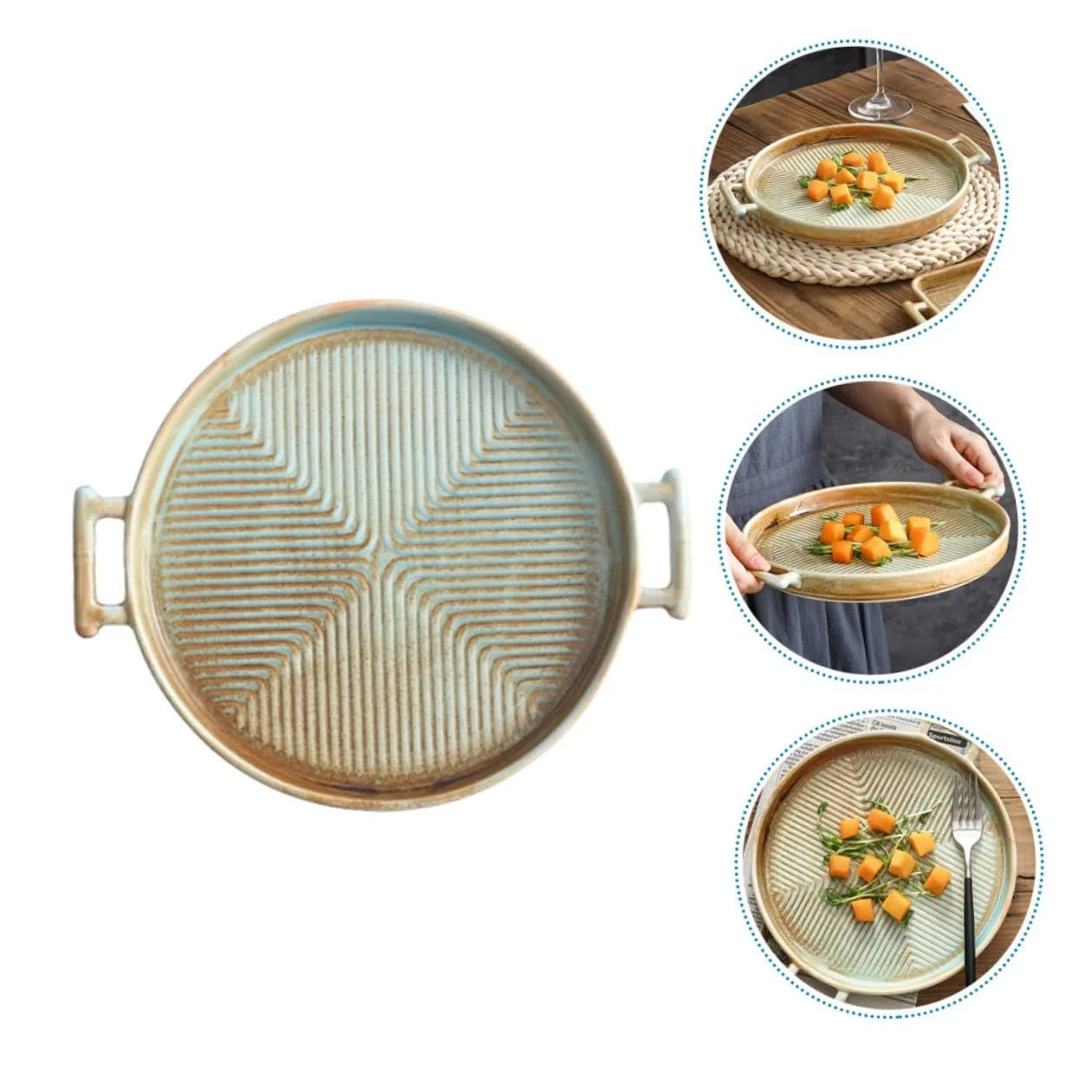 Форма для запекания BESPORTBLE керамическая фарфоровая с двойной ручкой ретро-текстура, фото №6