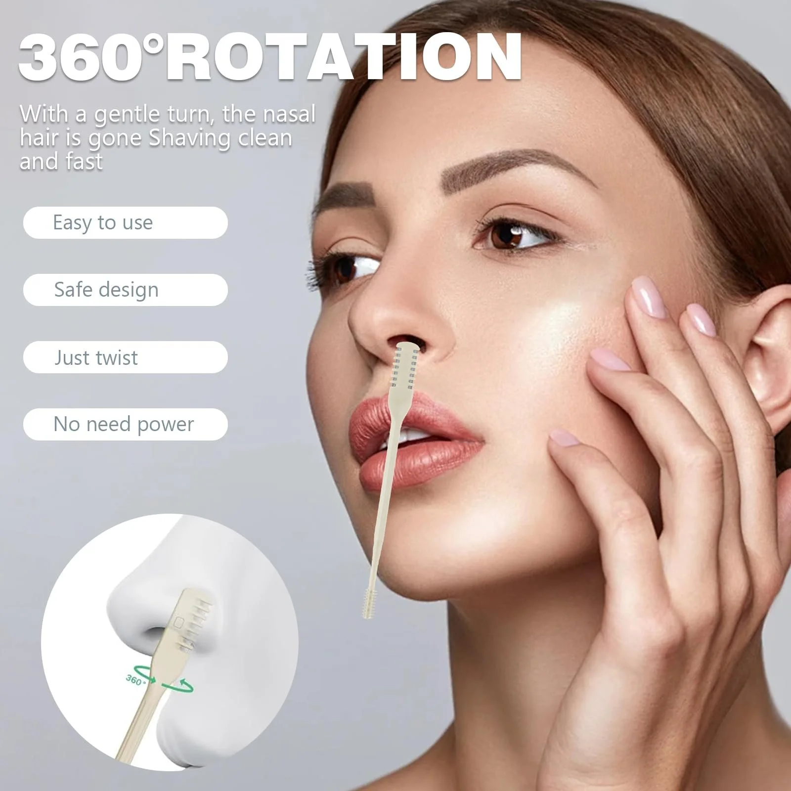 Тример для носа Подвійна дія Ручний Інструмент для видалення волосся Портативний 360° Поворотний, фото №2