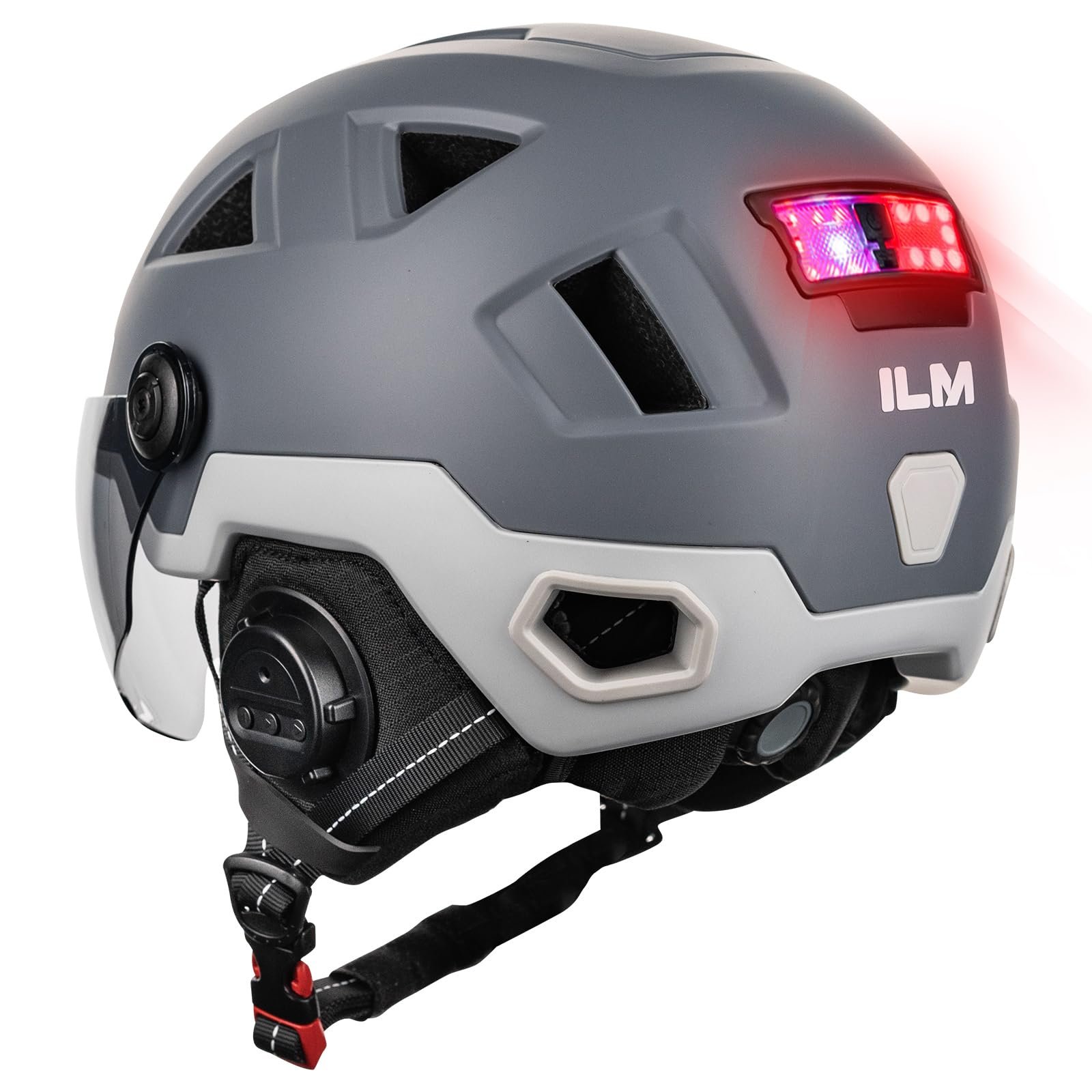 Шолом велосипедний ILM Smart з козирком, попереджувальним гальмівним LED-ліхтарем, датчиком освітлення та функцією нахилу голови, фото №1