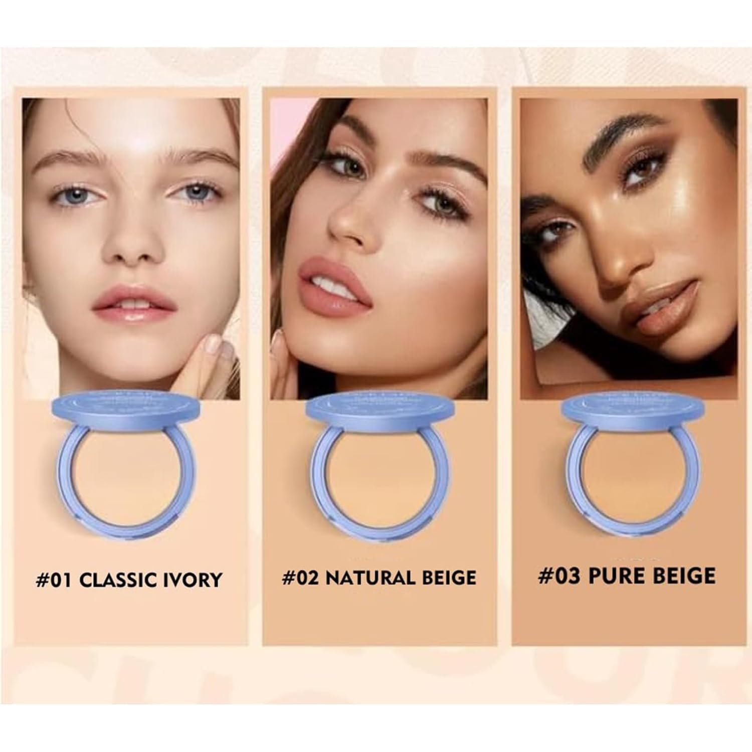 Пудра прессованная GAGK Matte Perfection, матирующая, влажная и сухая, для контроля жирности лица, водостойкая, стойкая, матирующая, разглаживающая (Классическая слоновая кость + Чистый бежевый), фото №2