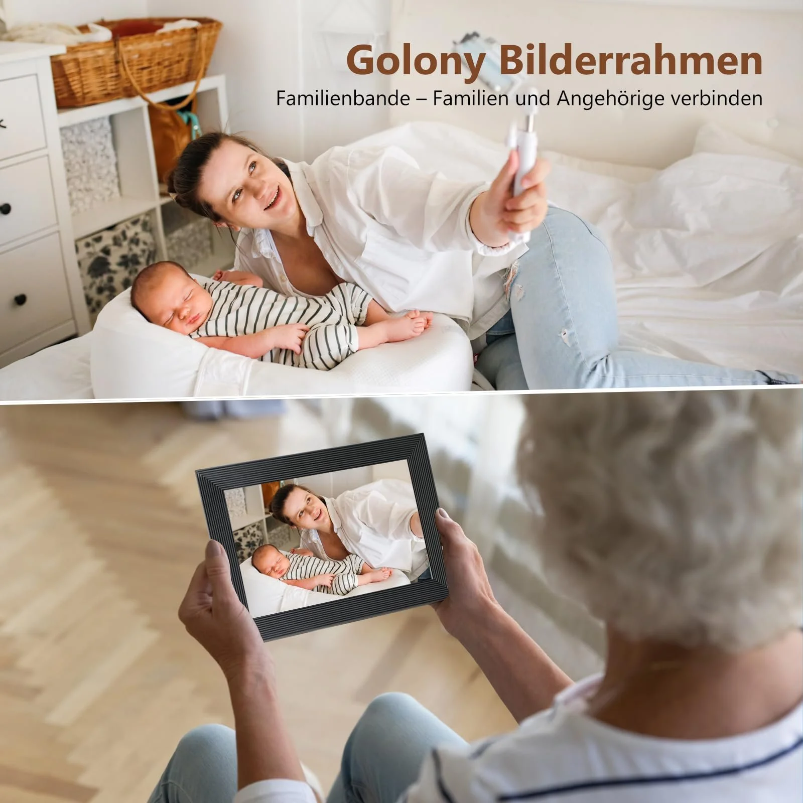 Цифровая фоторамка Golony Frameo 10 Inch 1920 x 1200 IPS Touch Screen WiFi 32GB Black, фото №3