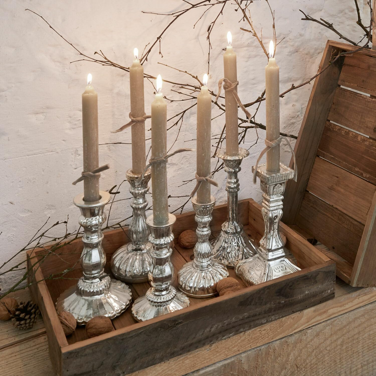 Підсвічник Loberon Adolpha Набір Скляний Античне Срібло Набір з 6 штук, фото №7 Підсвічник Loberon Adolpha Набір Скляний Античне Срібло Набір з 6 штук, фото №7