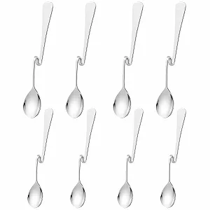 Ложка чайная Jam Нержавеющая сталь с витым дизайном Длинная и короткая серебристый, 8 шт - Фото 1