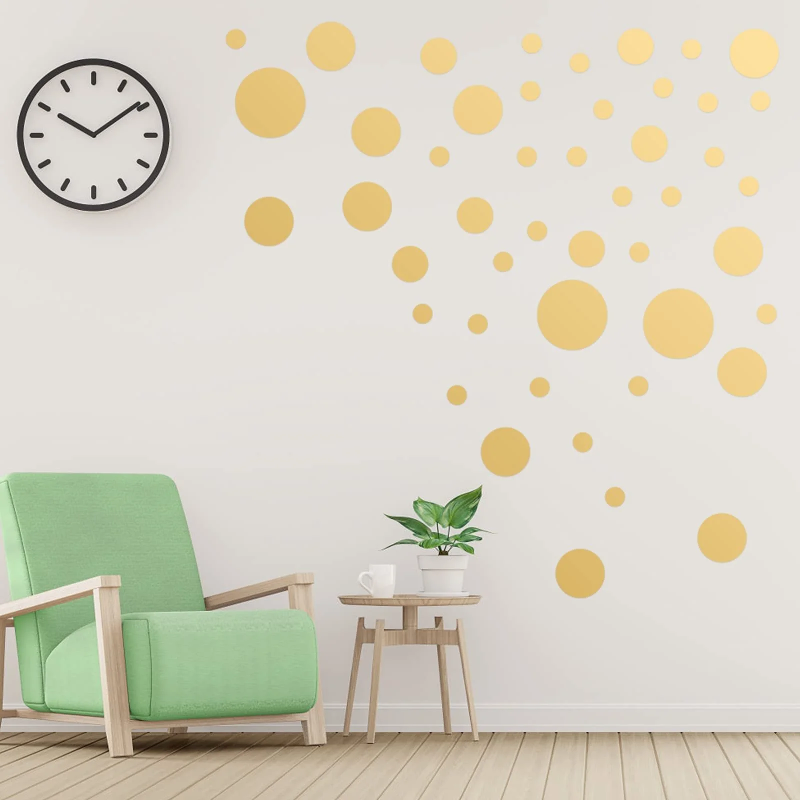 Наклейки на стіну Точки 264 штуки Круглі Золотистий, фото №1