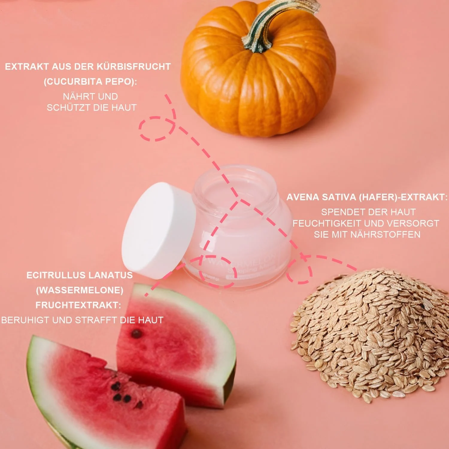 Ночная маска для лица с арбузом для улучшения упругости кожи, уменьшения морщин и глубокого увлажнения, фото №4