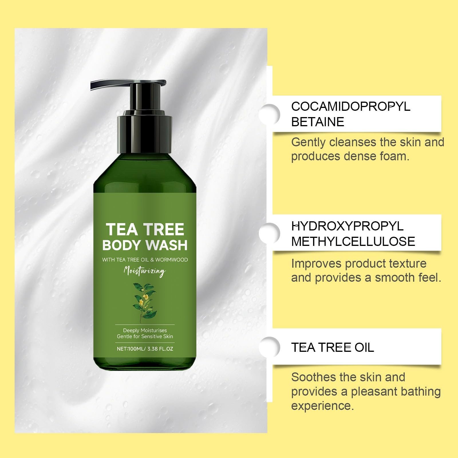 Гель для душу Tea Tree Oil Gentle Cleansing Зволожувальний для всіх типів шкіри Набір із 3 шт, фото №4