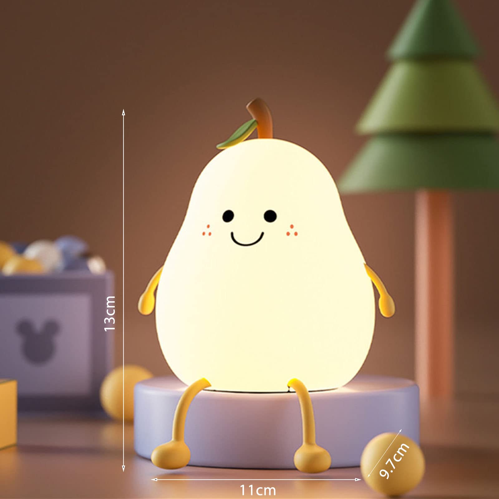 Ночник Starnearby Kawaii Pear Shape Силиконовый Сенсорный Детский Торшер Детское Ночное Освещение RGB 7 Цветов, фото №6