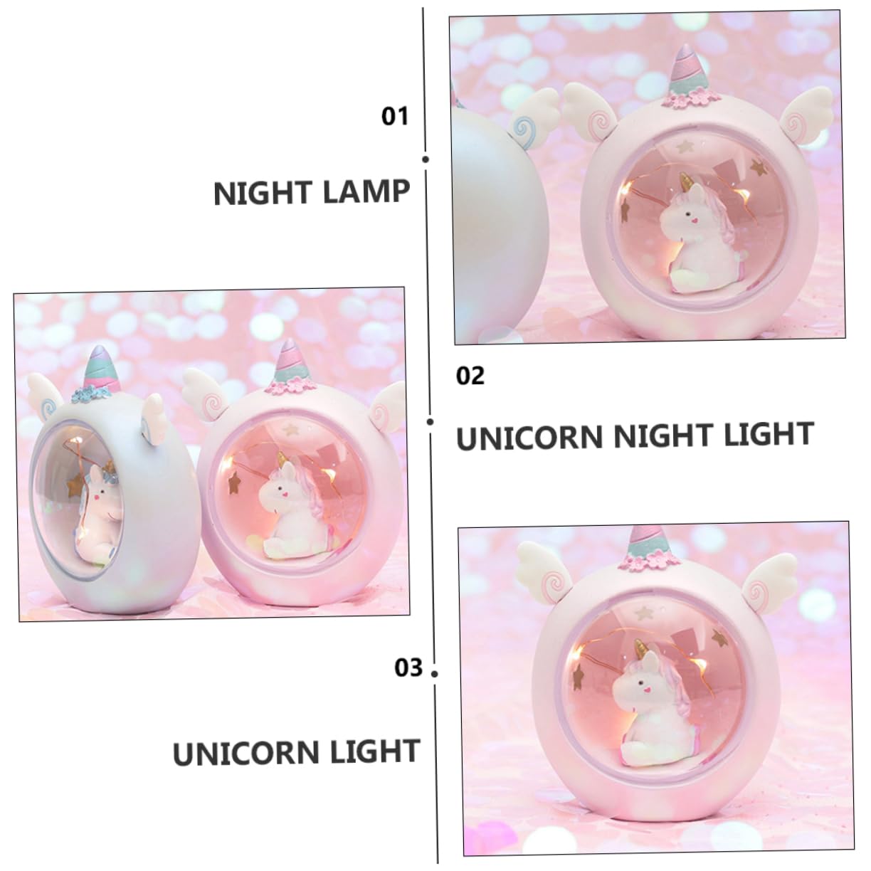 Лампа Housoutil Unicorn Night Cartoon Bright Night Children's LED Desk Projector Cute Children's Room Student Resin, фото №7