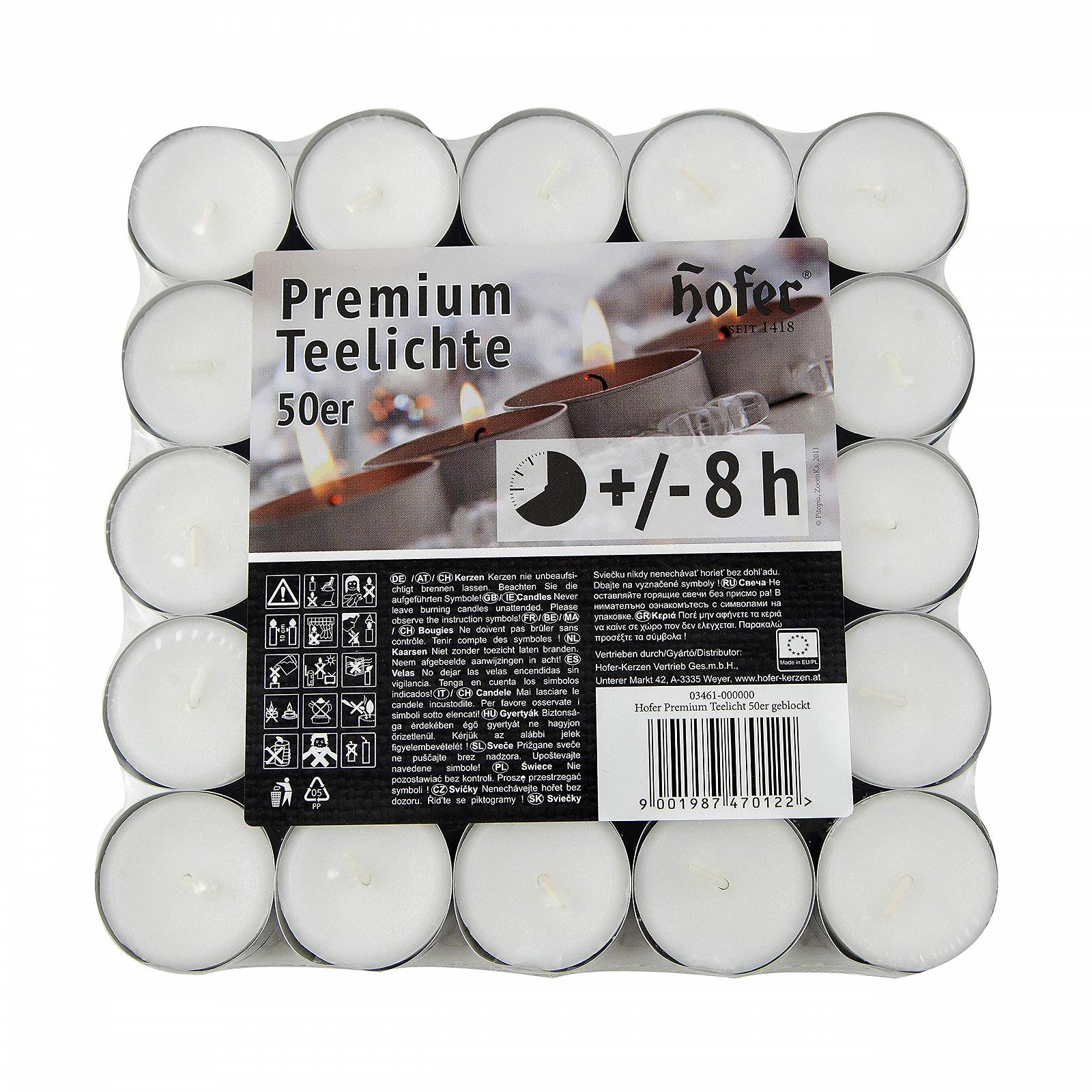 Свечи Hofer Tealight в металлических гильзах до 8 часов диаметр 38 мм белые упаковка 100, фото №4