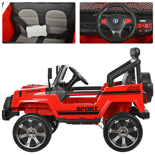 Дитячий електричний автомобіль Джип Bambi M 3237EBLR-3 mp3 шкіра 4WD 180W 122см, фото №5 Дитячий електричний автомобіль Джип Bambi M 3237EBLR-3 mp3 шкіра 4WD 180W 122см, фото №5
