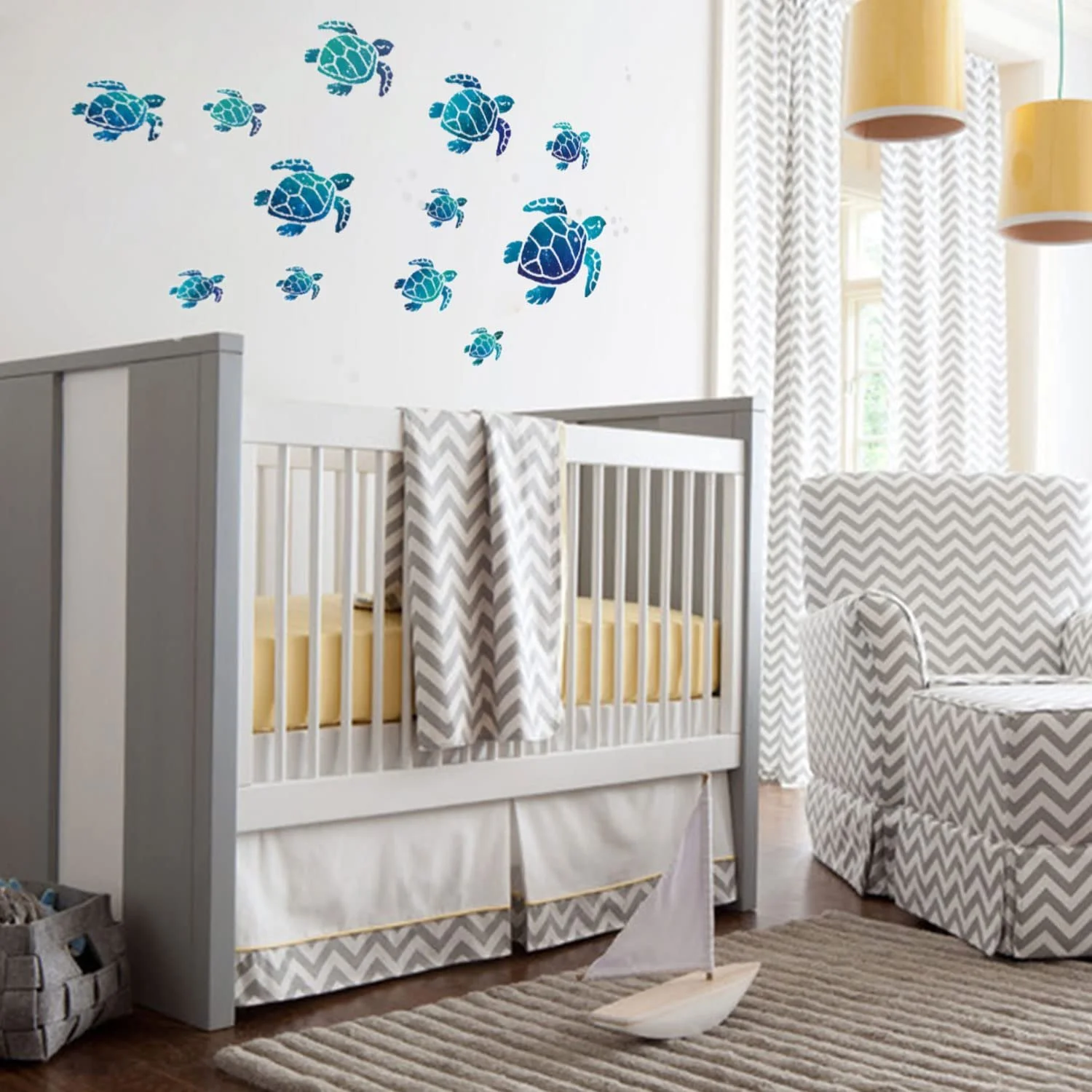 Наклейки на стіну 12 штук Морські черепахи Під водою Вінілові Водонепроникні Сині, фото №7