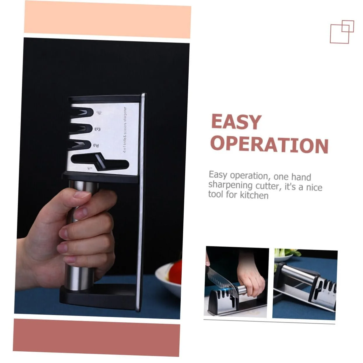 Точилка для ножів ручна з міцного матеріалу з ергономічною ручкою та нековзною основою, фото №4 Точилка для ножів ручна з міцного матеріалу з ергономічною ручкою та нековзною основою, фото №4