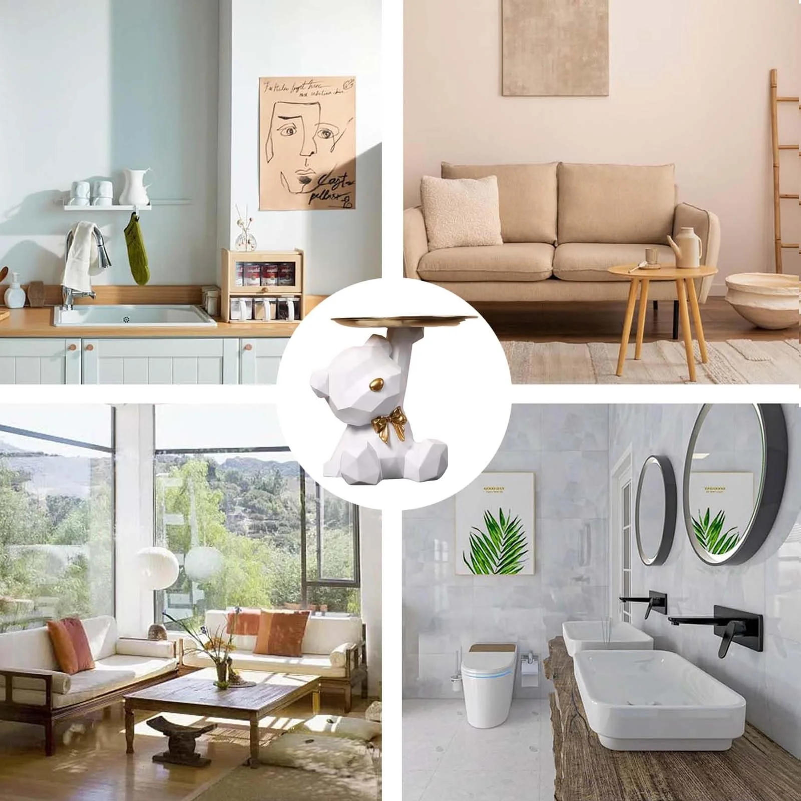 Скульптура с подносом Медведь, Декоративный поднос для гостиной, фото №7