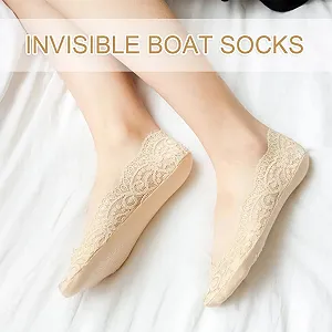Женские носки (6 пар) Дышащие носки Короткие носки с кружевом Мягкие и не сдавливающие Телесный цвет, розовый, белый synthetic.ua - Фото 1