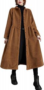 Жіноче пальто Suncadmious з довгого вельвету, весняне, з ґудзиками та бічними кишенями, тренч, утеплене - Фото 1