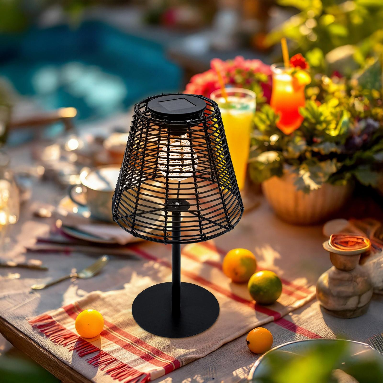 Настільна лампа Spetebo Solar Rattan Look LED 33 x 20 см Чорний, фото №5