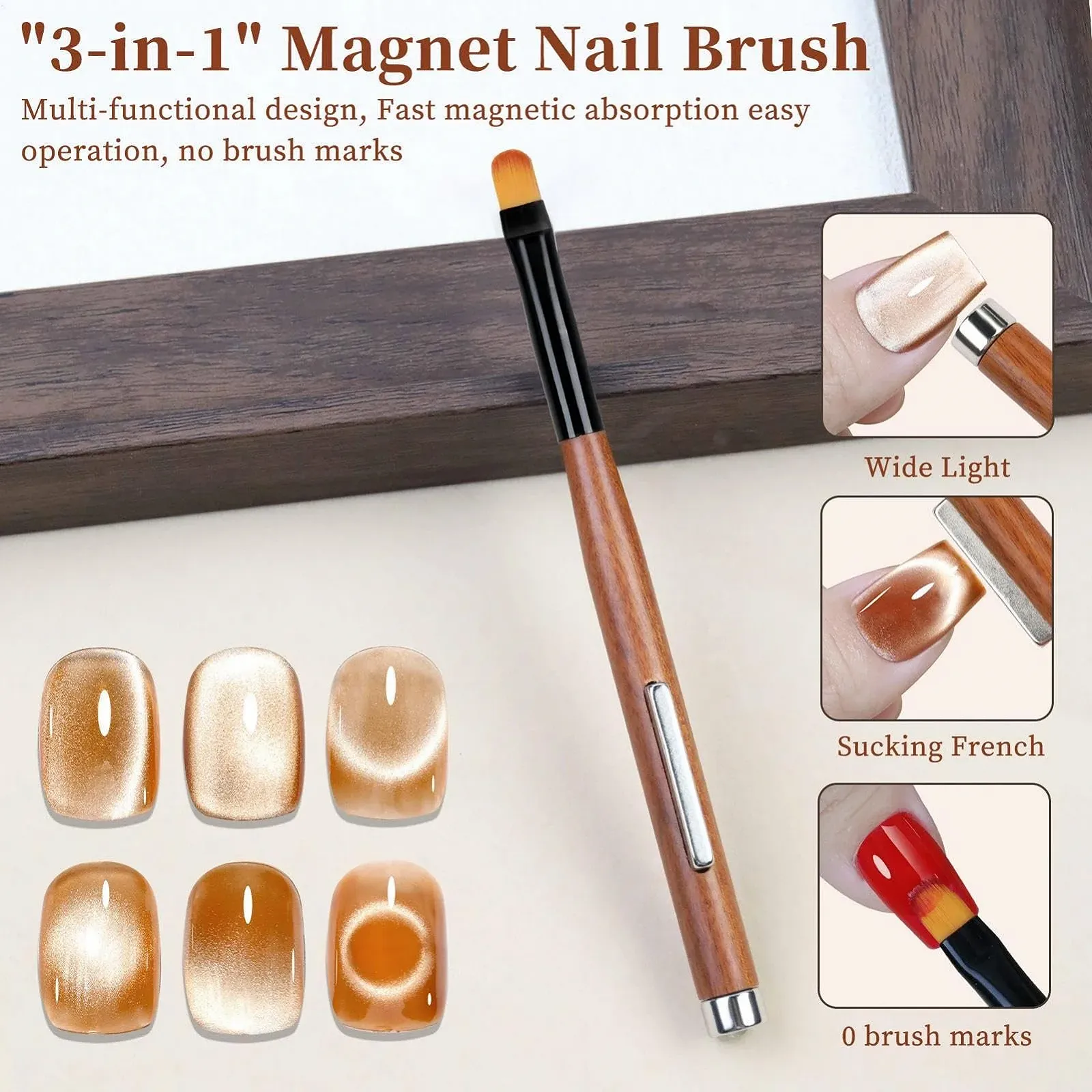 Кисть для акриловых ногтей French Tip Tool Double Head Magnetic Design двухсторонняя магнитная для маникюра, фото №5