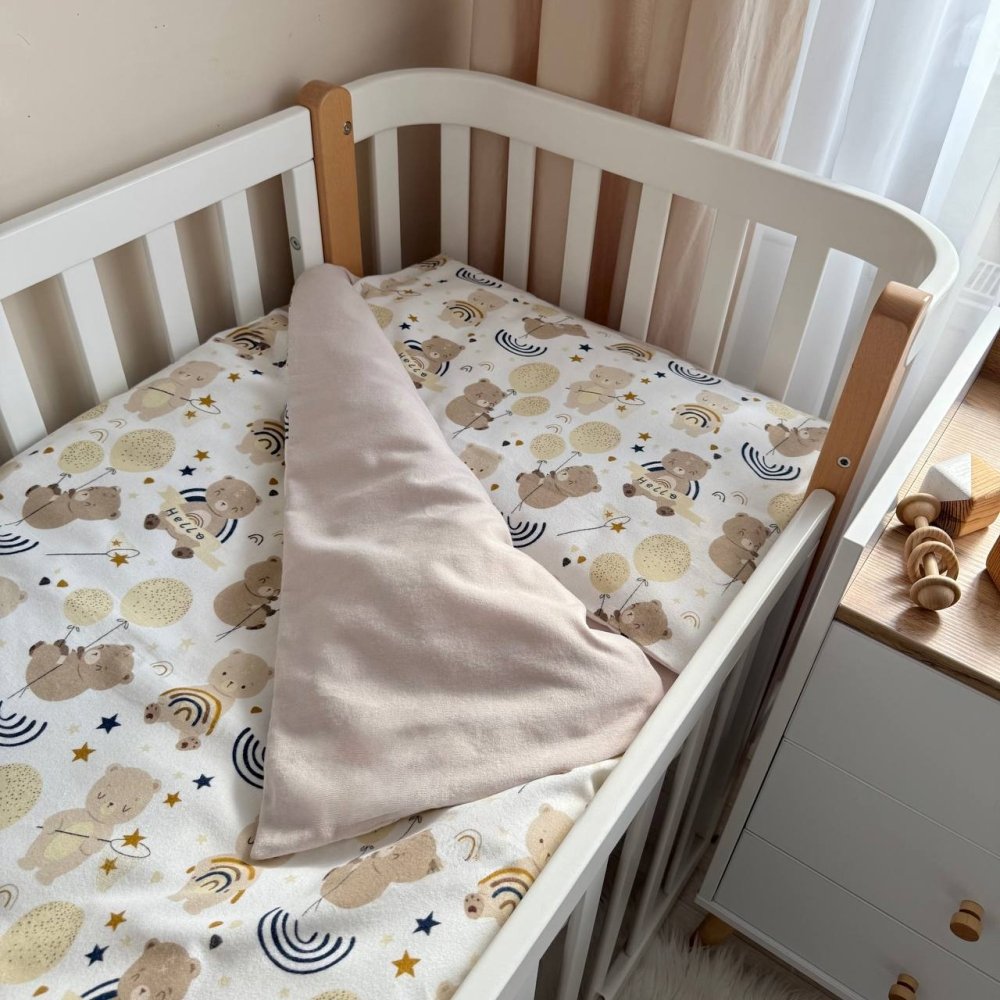 Дитячий комплект постільної білизни, бежевий, 3 шт., фото №4