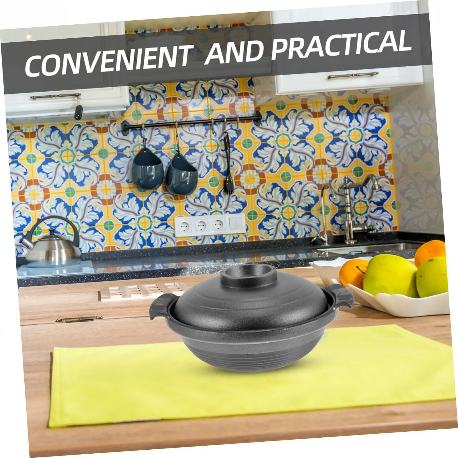 Кастрюля керамическая Мультифункциональная Термостойкая Антипригарная с двойными ручками Белая, фото №9