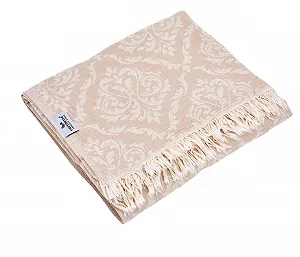 Покрывало на кровать жаккард Carenesse Односпальный Барокко 150 x 200 см Бежевый - Фото 1