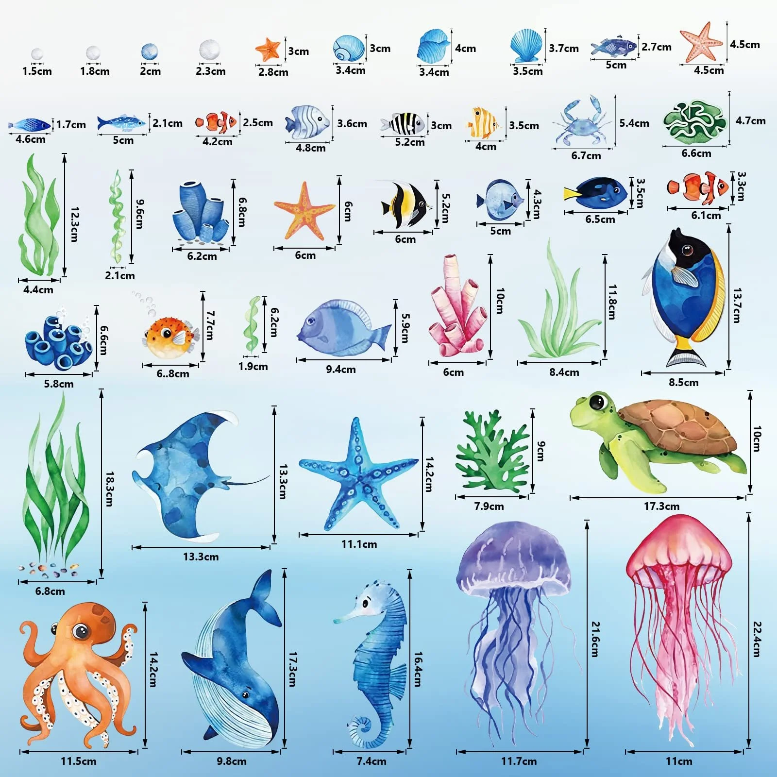 Наклейка на стіну Світні зірки Морські тварини Світна флуоресцентна Морський світ, фото №2 Наклейка на стіну Світні зірки Морські тварини Світна флуоресцентна Морський світ, фото №2