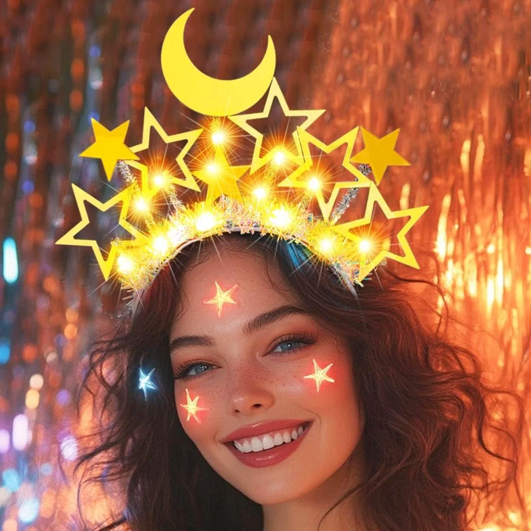 Обруч для волосся зі світлодіодною короною Zoestar Star Moon, фото №7