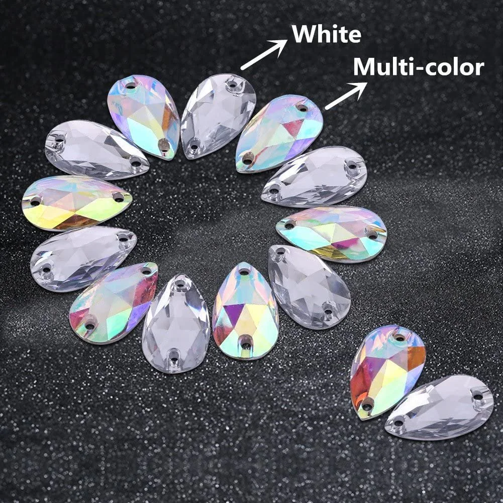 Стрази Форми Краплі Walfront Смола 200 шт. Білий, фото №5